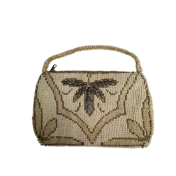 Vintage Beaded Evening Bag With Intricate Design & Handle - Picture 2 of 9